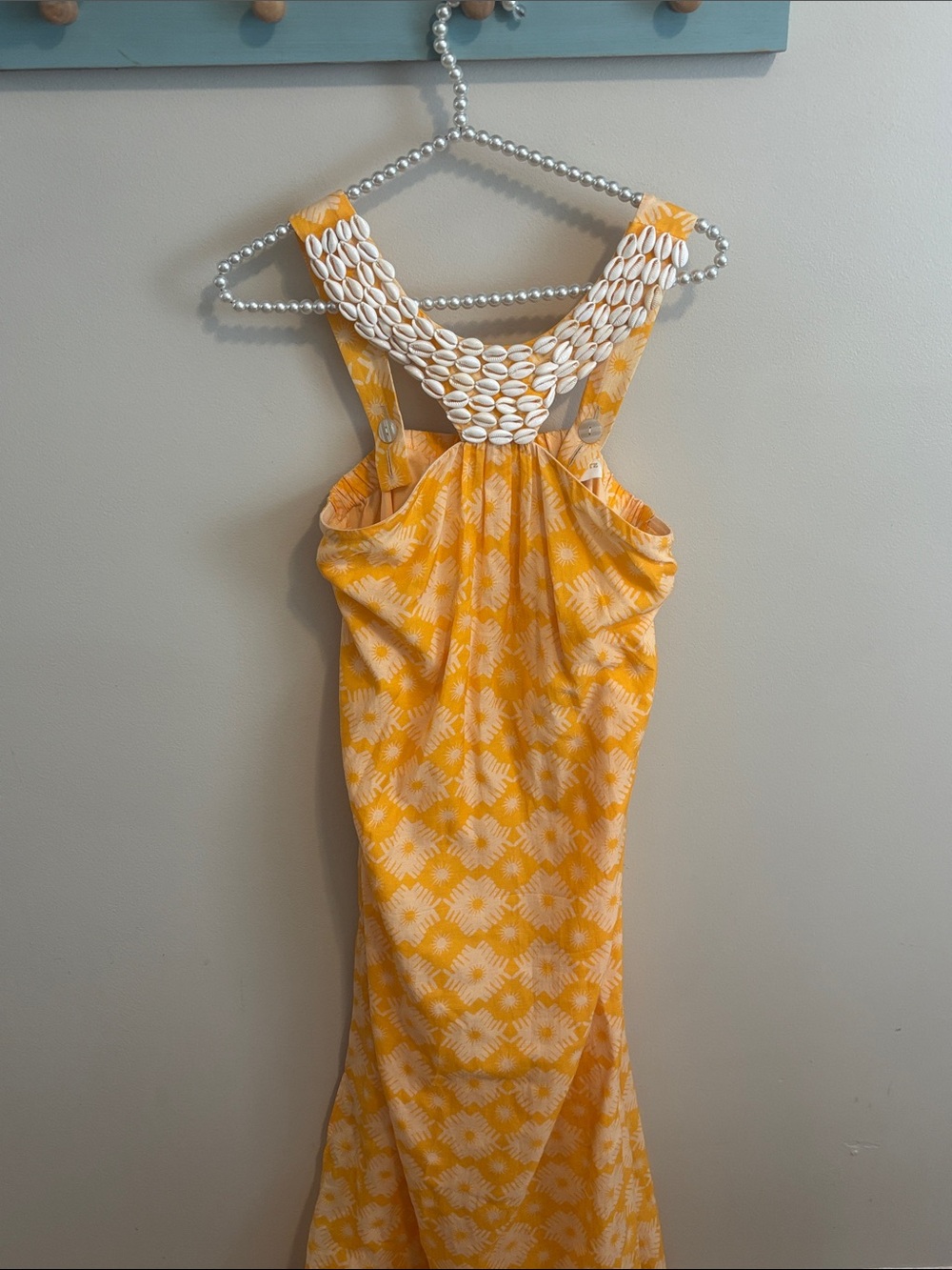 Anna Cate size small yellow maxi dress with seashell details